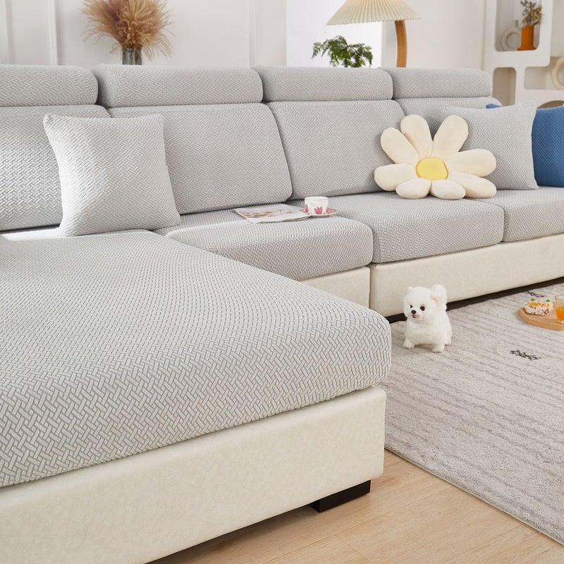 Disayu Couch Cushion Covers for Sectional Sofa, Sectional Couch Covers for Furniture, Sofa Covers Washable Stretch Sofa Slipcovers Soft,Anti Slip,Skin-Friendly for Pets (Light Gray,Back Cover L) - Image 1