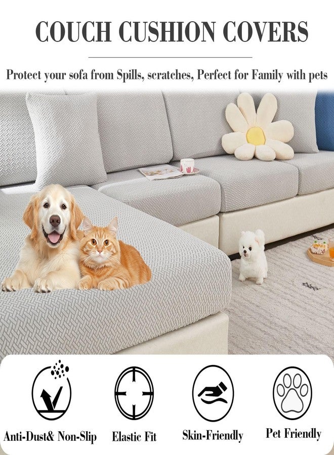 Disayu Couch Cushion Covers for Sectional Sofa, Sectional Couch Covers for Furniture, Sofa Covers Washable Stretch Sofa Slipcovers Soft,Anti Slip,Skin-Friendly for Pets (Light Gray,Back Cover L) - Image 3