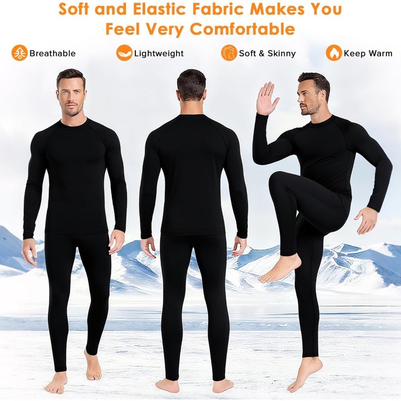 Men's Thermal Underwear Set, Necomi Long Johns Thermal Set with Fleece Lined Base Layer Cold Weather Thickened Long Sleeve Top Bottom for Indoor, Hiking, Outdoor Sports - Image 3