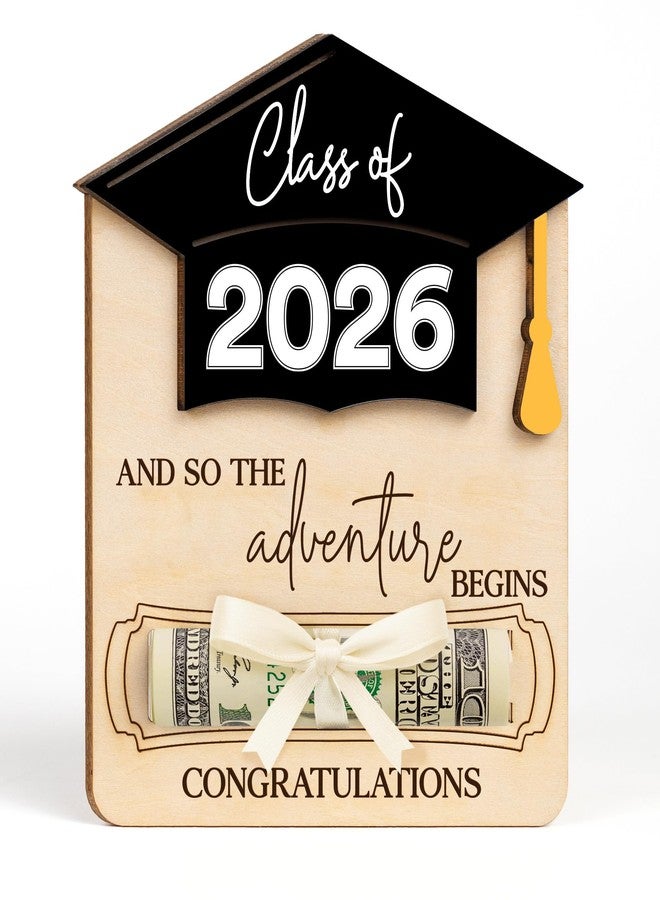 Sensemory Graduation Money Holder 2026, Wooden Class of 2026 Graduation Gifts Money Holder, Unique Graduate Gifts for Him Her Daughter Son Seniors, Grad Cash Holders for University, College (Black 2026) - Image 3