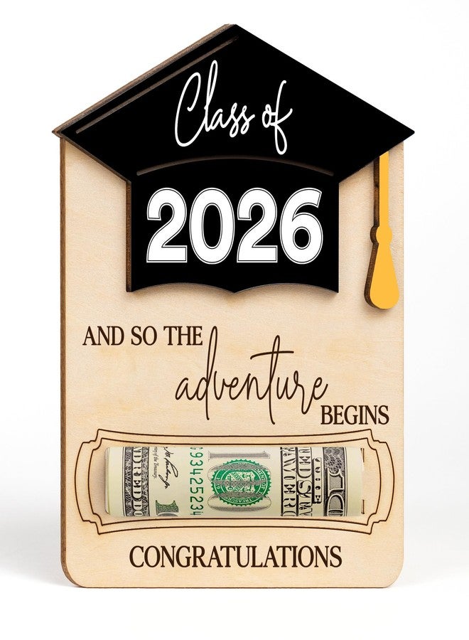 Sensemory Graduation Money Holder 2026, Wooden Class of 2026 Graduation Gifts Money Holder, Unique Graduate Gifts for Him Her Daughter Son Seniors, Grad Cash Holders for University, College (Black 2026) - Image 1