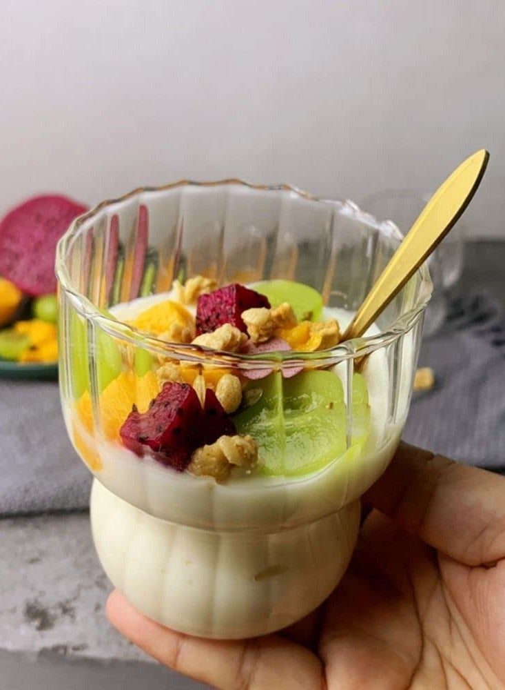 SOLARAE Ribbed Glass Cups,2 Pcs 270ML Origami Style Glass Cups with 2 Iced Ball Molds,Vertical Stripes Bubble Glasses Drinking,Ribbed Glassware,Bubble Cups,Ripple Glassware,Ribbed Drinking Glasses - Image 4