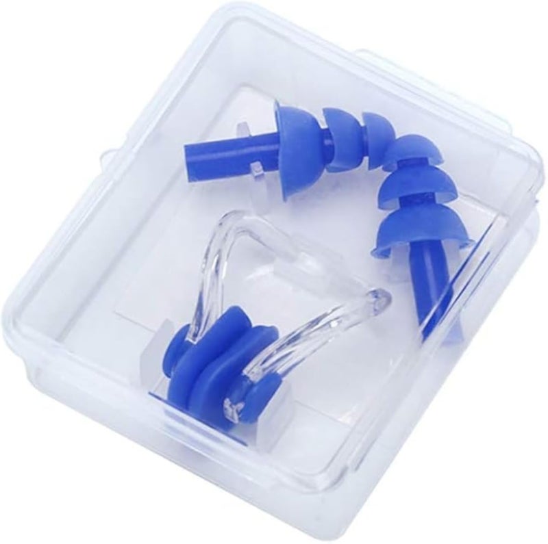 NKD 1 Pack Silicone Boxed Nose Clip Earplugs Set, Reusable, Child and Adult Waterproof Earplugs and Nose Clip for Swimming, Showers, Training and Other Water Sports