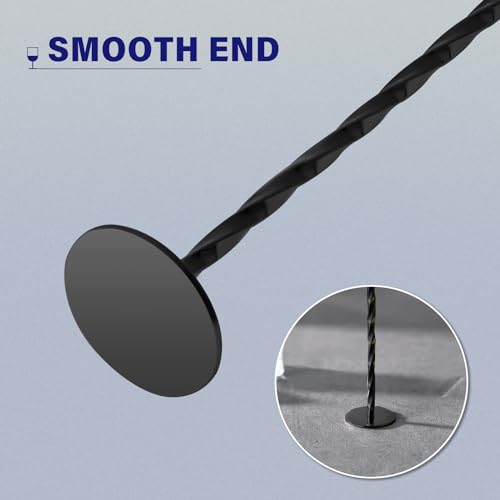 Briout Bar Spoon with Base, Cocktail Stirrers for Drinks, Stainless Steel, 12" Long Handle, Cocktail Spoon, Black, Pack of 2 - Image 5