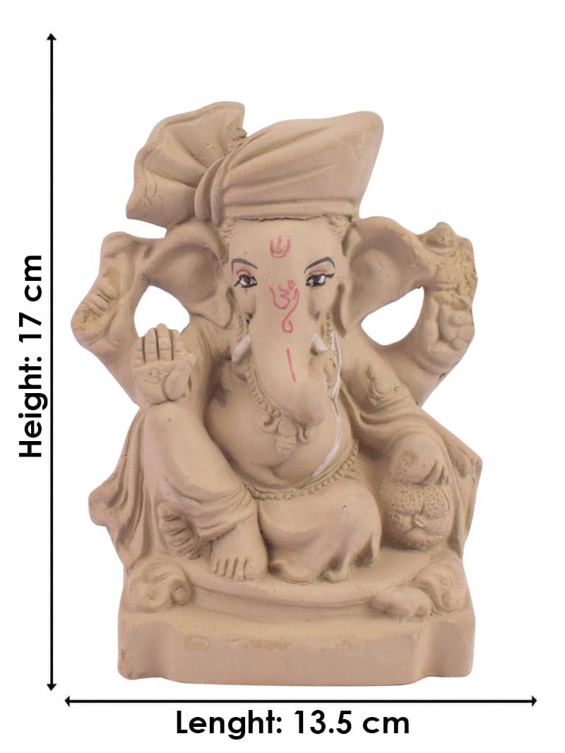 SATVIK STORE SATVIK 6.5 INCH 100% Eco Friendly Ganesha Idol/Eco Friendly Ganpati Murti for Ganewsh Chaturthi. Water Dissolvable and Soluble. Made of Sadhu Mati. - Image 4