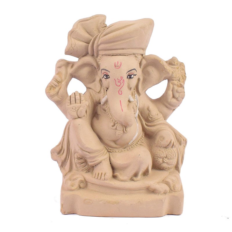 SATVIK STORE SATVIK 6.5 INCH 100% Eco Friendly Ganesha Idol/Eco Friendly Ganpati Murti for Ganewsh Chaturthi. Water Dissolvable and Soluble. Made of Sadhu Mati. - Image 1