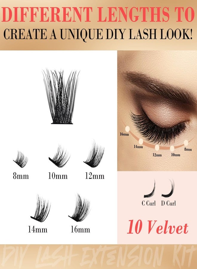 Miuffue Cluster Eyelash Extensions 180 PCS Cluster Lashes Wispy DIY Individual Lashes Cluster Super Thin Band Eyelash Clusters Soft Mink False Eyelashes Mixed Tray(C-8-16mix) - Image 3