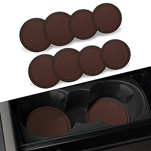 TripleAliners Car Cup Holder Insert Leather Coaster Leather Cup Holder CoastersDecoration Waterproof Front and Rear Fit for Most VehicleSet of 4Brown - Image 1