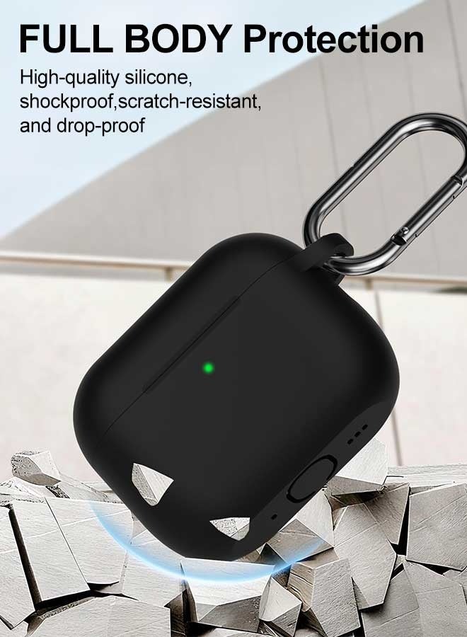 Tersely [2 in 1] Silicone Case Cover with Cleaner Kit for AirPods Pro 3,Supports Wireless Charging, Protective Skin with Carabiner Shockproof Protection (Black) - Image 3