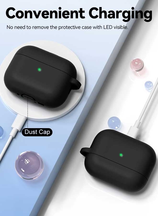 Tersely [2 in 1] Silicone Case Cover with Cleaner Kit for AirPods Pro 3,Supports Wireless Charging, Protective Skin with Carabiner Shockproof Protection (Black) - Image 5