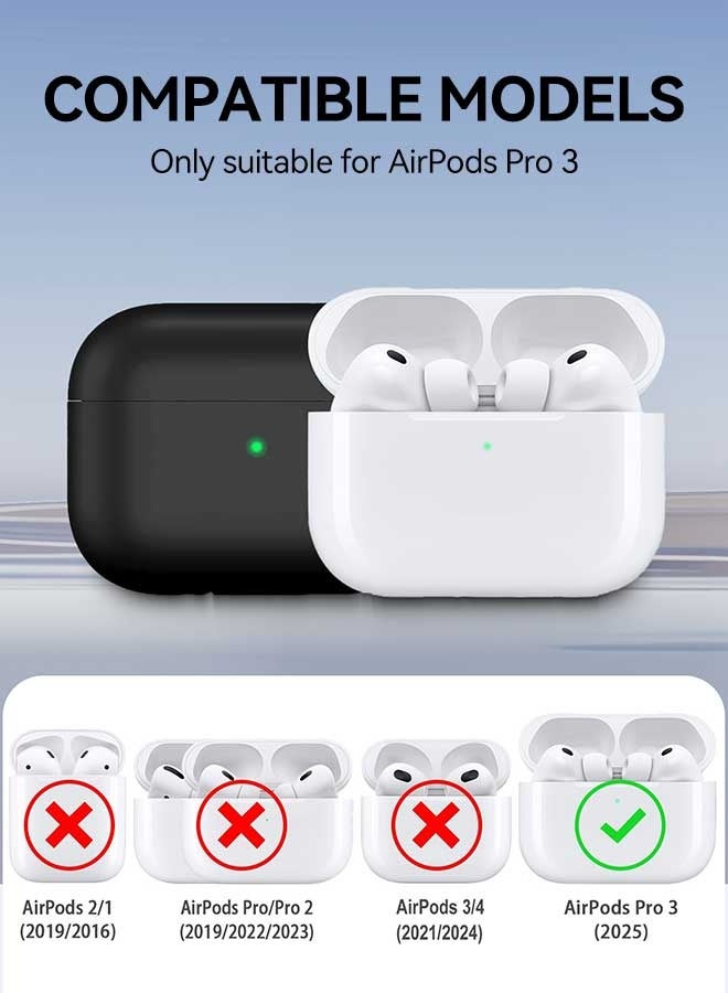 Tersely [2 in 1] Silicone Case Cover with Cleaner Kit for AirPods Pro 3,Supports Wireless Charging, Protective Skin with Carabiner Shockproof Protection (Black) - Image 2