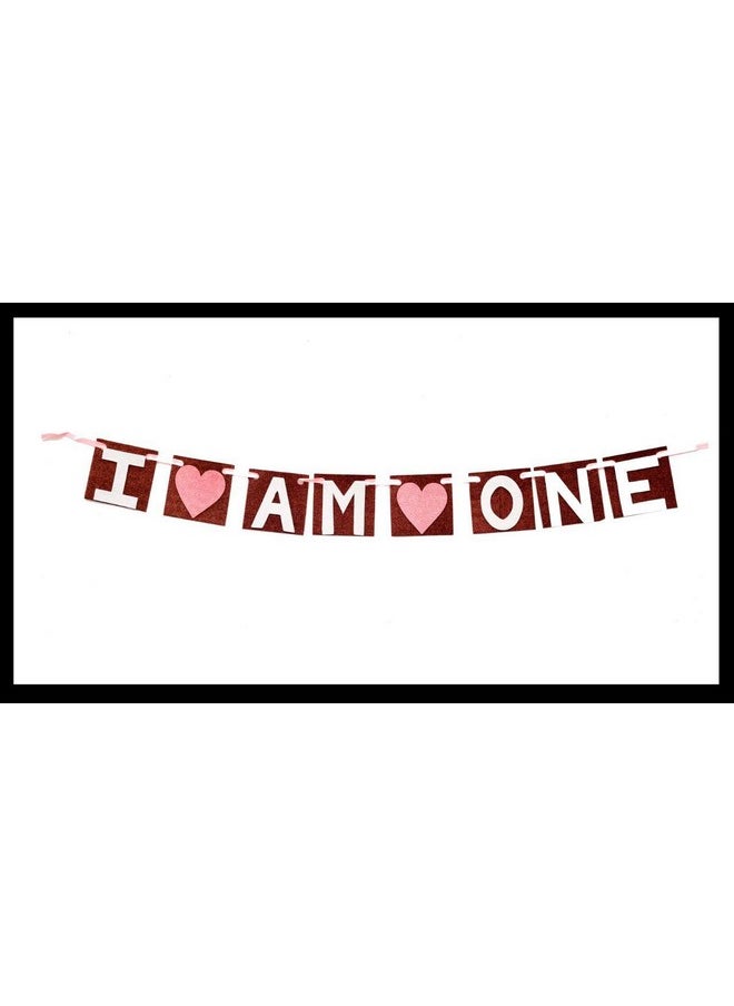 Funcart Funcart I am one Baby Pink Heart Glitter Foam Banner 