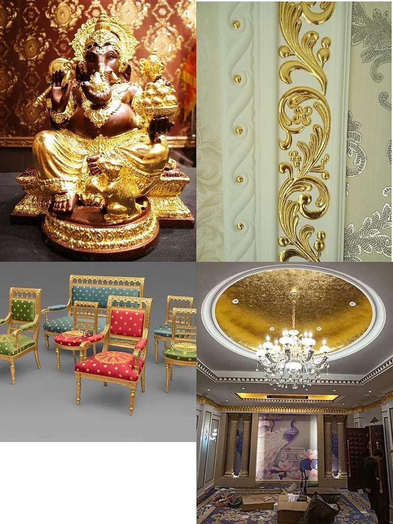 Deconicer 200 pcs Imitation Gold Leaf Sheets.Gold Foil Sheets are Suitable for Art,Gilding,Decoration,Crafts,Pictures,Frames,Sculpture,Furniture.3.15×3.35 inch - Image 2
