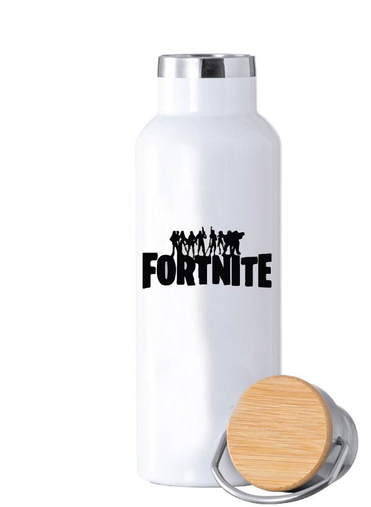 Generic Stainless Steel Online Gaming Water Flask Bottle With Bamboo Cap And Gaming Design-Flask Bottle 600ml-Eco-Friendly Hydration For Gamers-Ideal Gift For Young Gamers - Image 1