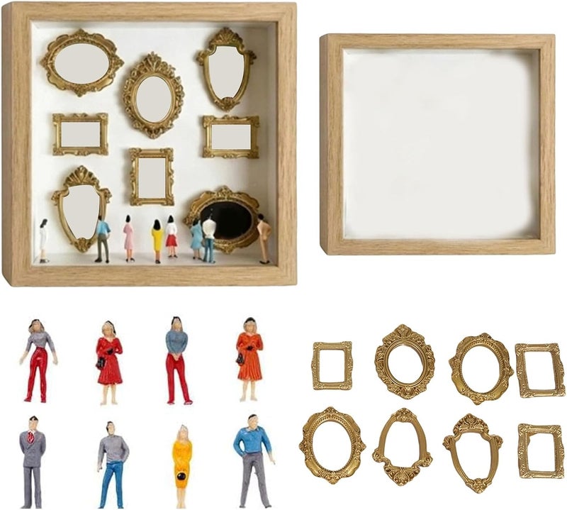 ordinarYone Diys Minis Museums Silhouetted Box,Shadows Box Frame Display Case,Personalize Photo Shadows Box Display with Figurine - Image 1
