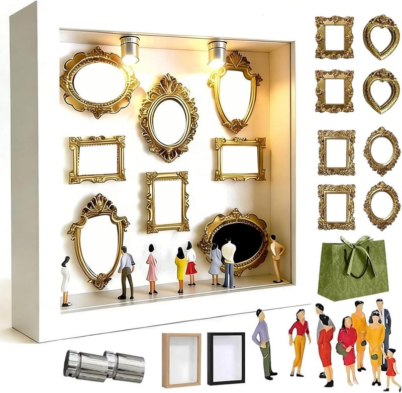 ordinarYone Diys Minis Museums Silhouetted Box,Shadows Box Frame Display Case,Personalize Photo Shadows Box Display with Figurine - Image 3