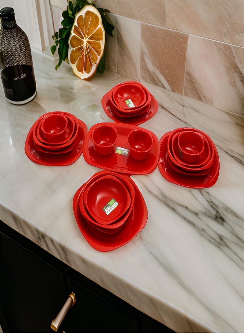 إيكو بلاست طقم اطباق عشاء 1 لون - 21 قطعة - احمر - Image 1