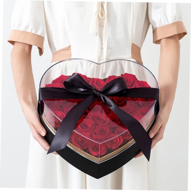 Heart Shaped Flower Gift Box Black For Valentine Birthday Anniversary Mothers Day Floral Arrangement Storage - Image 2