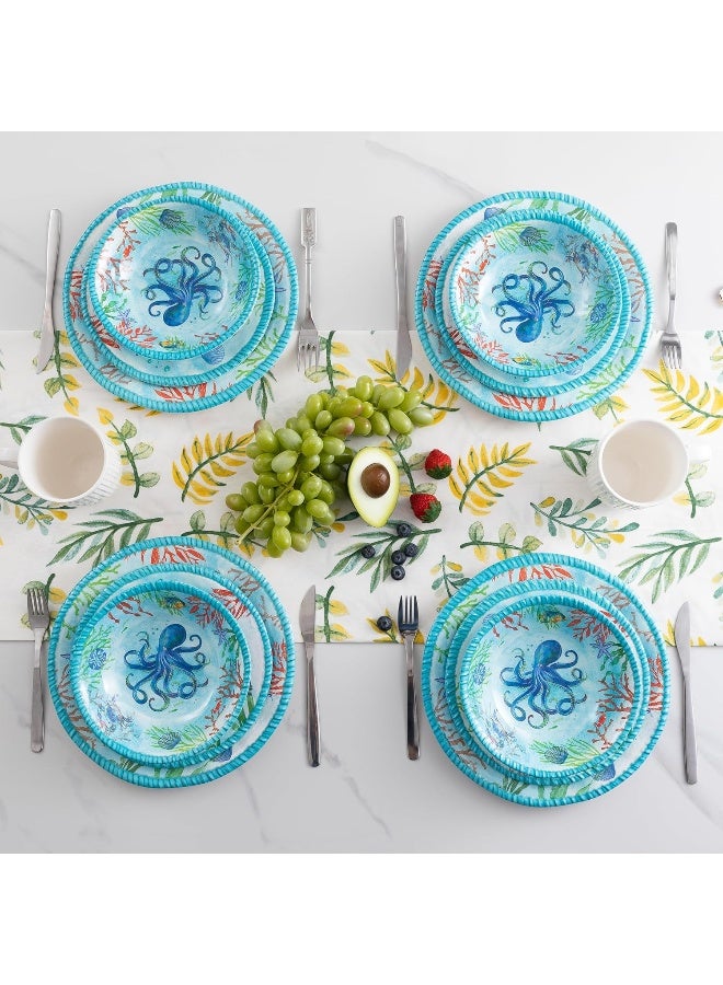 ZAROCRUS Coastal Dinnerware Sets Ocean Theme Unbreakable Kitchen Plates and Bowls Set - Image 2
