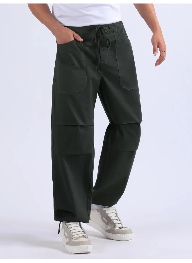 Beyoung Metal Grey Double Pleated Cargo Joggers