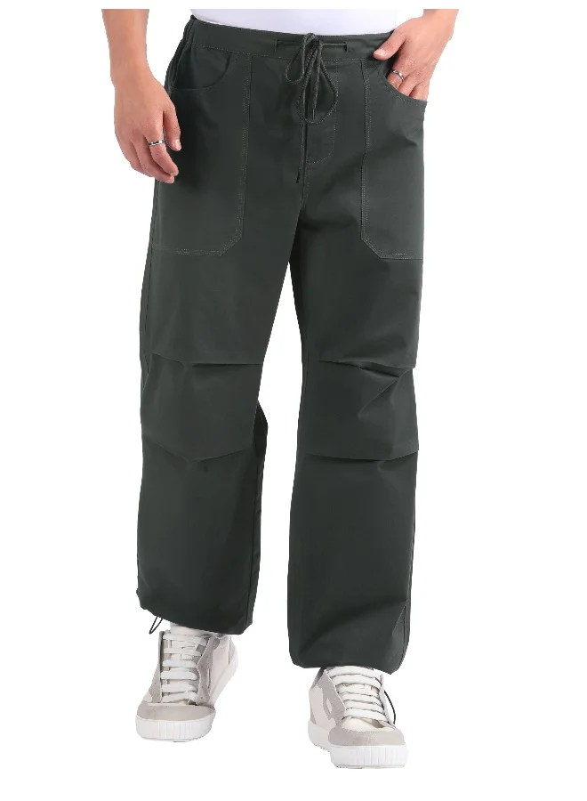 Beyoung Metal Grey Double Pleated Cargo Joggers