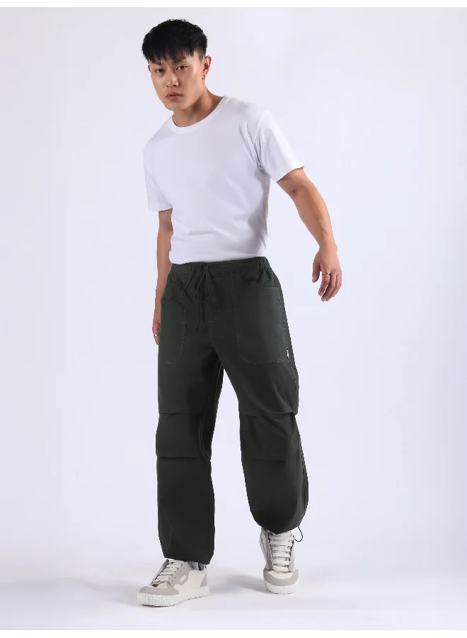 Beyoung Metal Grey Double Pleated Cargo Joggers