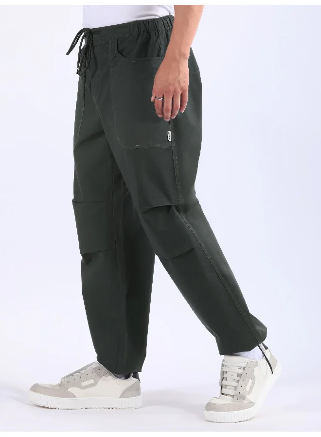 Beyoung Metal Grey Double Pleated Cargo Joggers