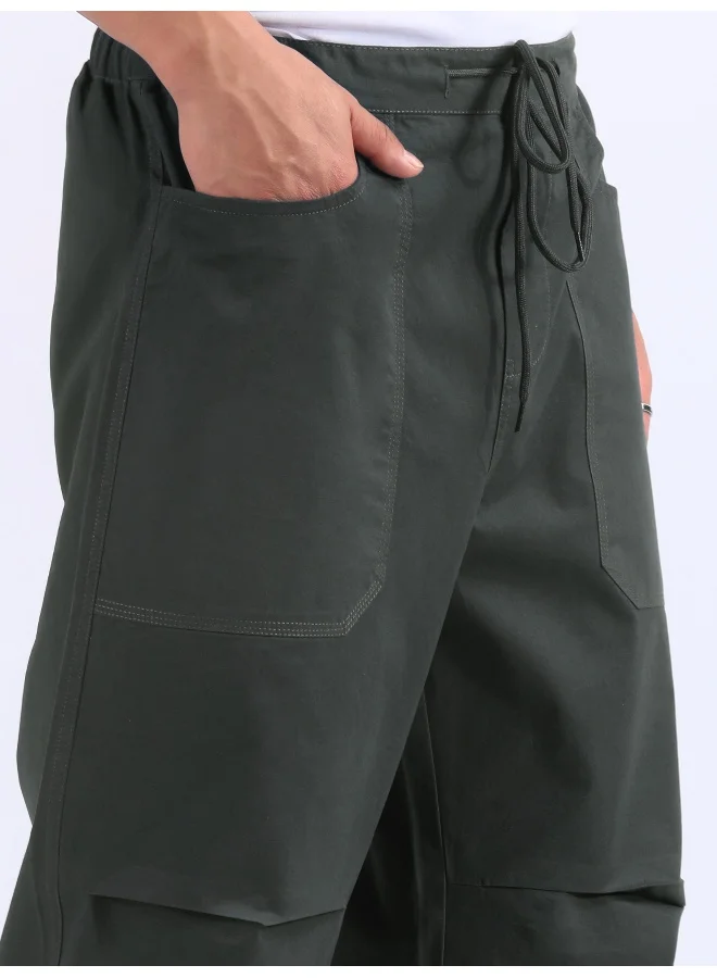 Beyoung Metal Grey Double Pleated Cargo Joggers