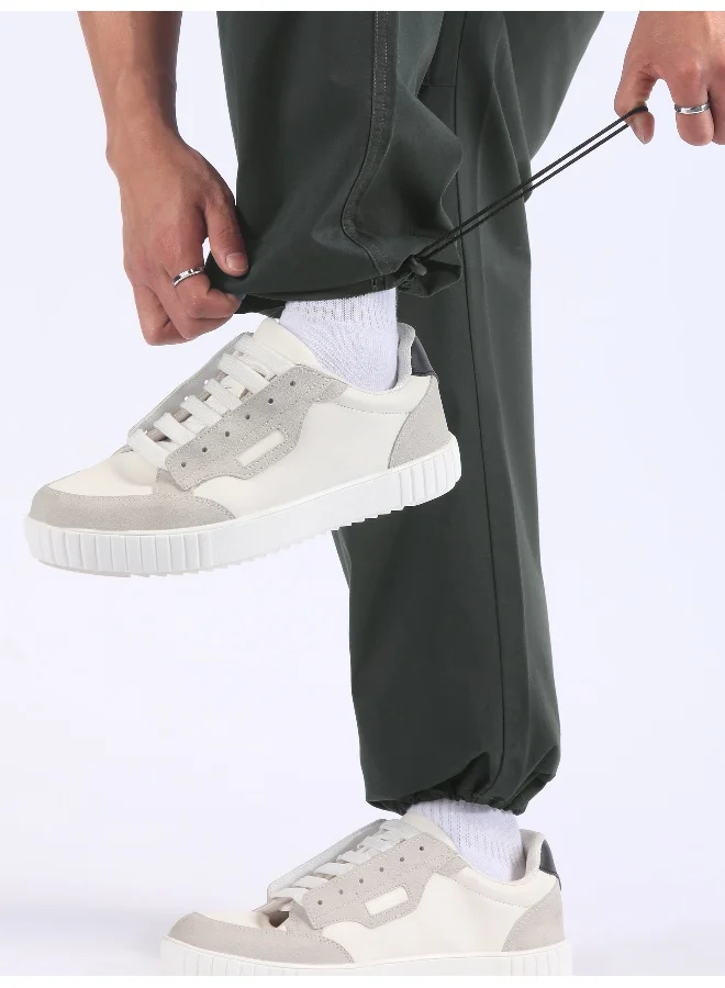 Beyoung Metal Grey Double Pleated Cargo Joggers