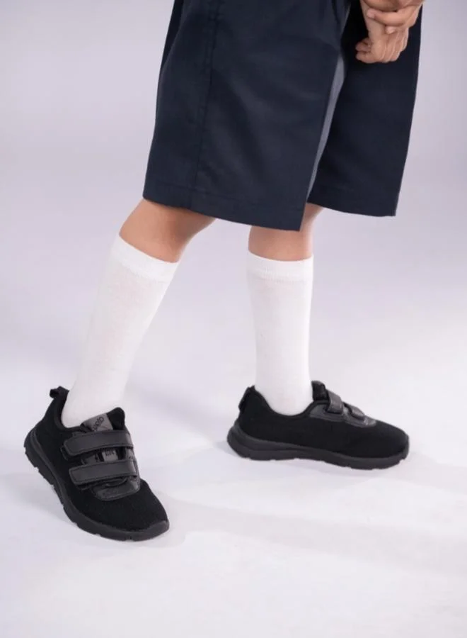 PLAETO Black Canvas School Shoes for Kids - Velcro Closure