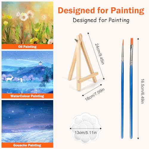 MicoSim 8 Pack 8x10 in Canvas Boards for Painting,Canvas for Painting with 9.5" Easel, Art Canvas Painting Kit with 10 Brushes & 2 Paint Tray for Kids Teenagers Acrylic Pouring Oil Water Color Gift… - Image 5