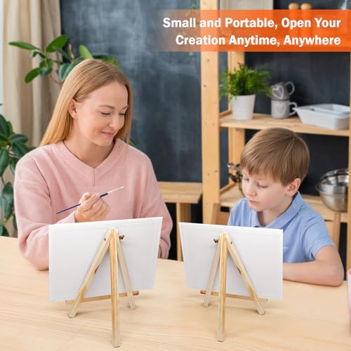 MicoSim 8 Pack 8x10 in Canvas Boards for Painting,Canvas for Painting with 9.5" Easel, Art Canvas Painting Kit with 10 Brushes & 2 Paint Tray for Kids Teenagers Acrylic Pouring Oil Water Color Gift… - Image 4