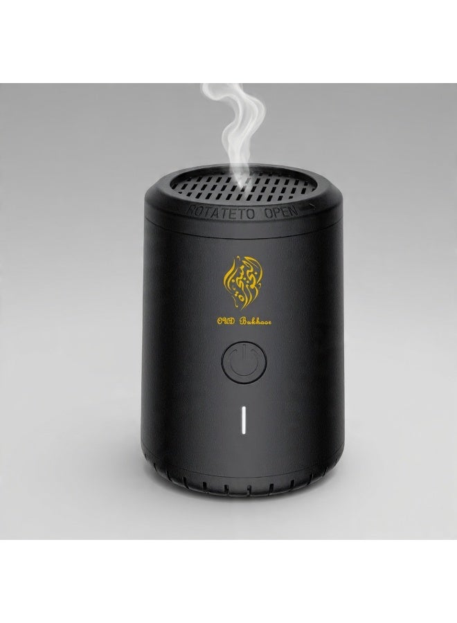 BlueFire Modern Electric Bakhoor Burner & Oud Incense Diffuser - USB-C Rechargeable, 90s Auto Shut-Off, Portable for Home, Car, Travel | Charcoal Black Metal | - Image 1