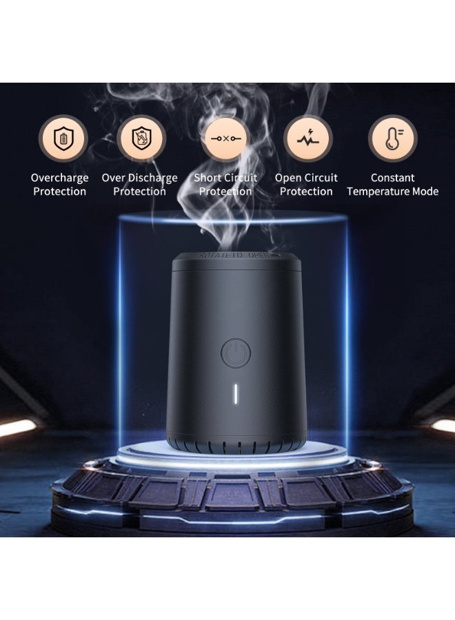 BlueFire Modern Electric Bakhoor Burner & Oud Incense Diffuser - USB-C Rechargeable, 90s Auto Shut-Off, Portable for Home, Car, Travel | Charcoal Black Metal | - Image 4