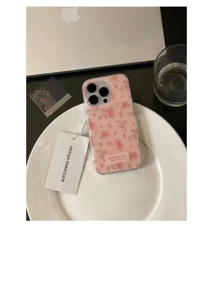 NIBEMINENT Pink Small Floral Pattern Protective TPU Case Cover For iPhone 16