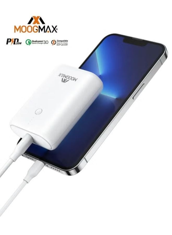 MOOGMAX Portable Power Bank 10,000mAh Ultra-Compact Size - Fast Charging for Smartphones and Tablets - Compatible with iPhone, Samsung, and More. Portable Charger, Type-C Charger, Wireless Charger, Small Power Bank, Powerful Power Bank, Joy Power Bank. - Image 1