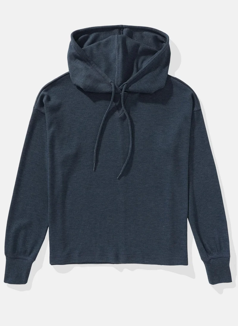 امريكان ايجل Oversized Waffle Drawstring Hoodie