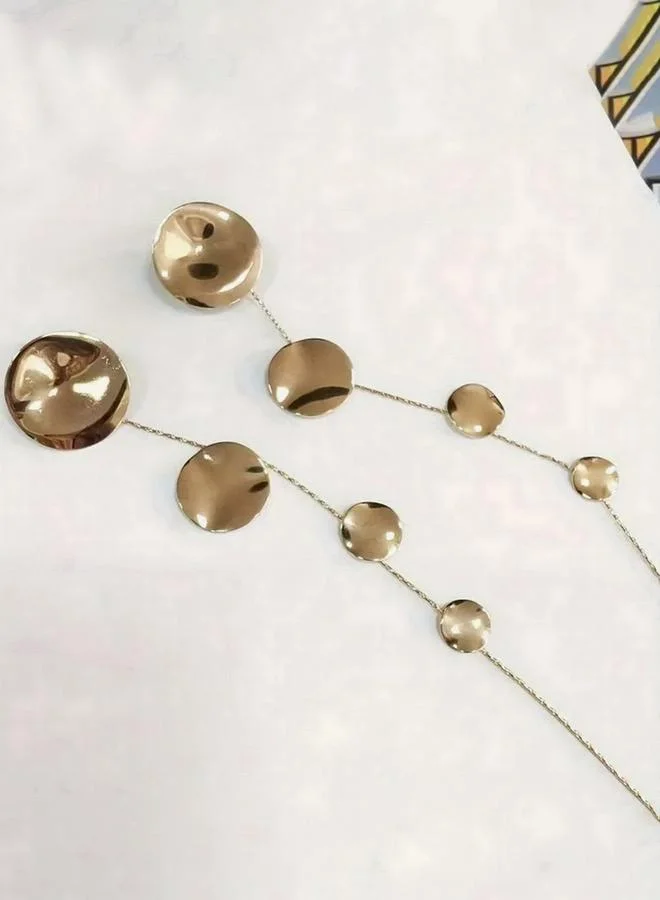 تايك تو أقراط متدلية بشكل دائري بلون ذهبي