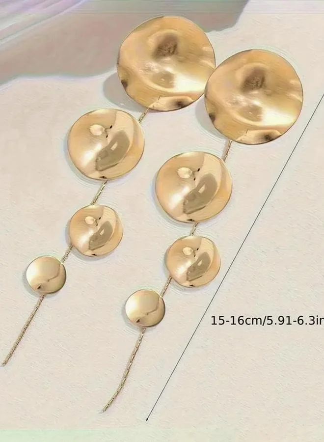 تايك تو أقراط متدلية بشكل دائري بلون ذهبي