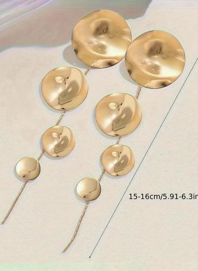 تايك تو أقراط متدلية بشكل دائري بلون ذهبي - Image 4