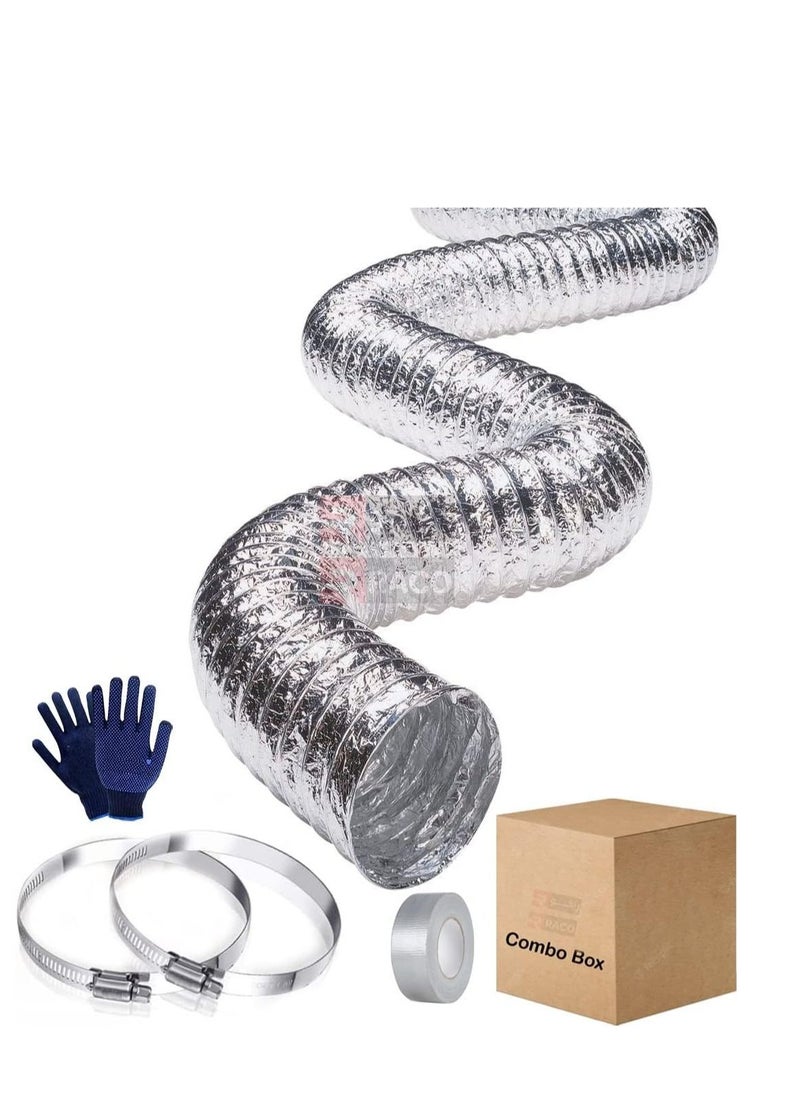 RACO RACO Aluminum Duct Flexible Hose Dryer Vent Hose 12 Inches for Air Ducting with Gloves, Tape and 2 Clamps  - Image 1
