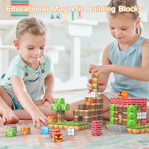 AESGOGO Magnetic Blocks 72PCS STEM Montessori Toy for Crafting a Magnet DIYWorld Creative Building Toys for Boys Girls Kids Ages 35 57 68 Toddler Stacking Construction Cube - Image 5