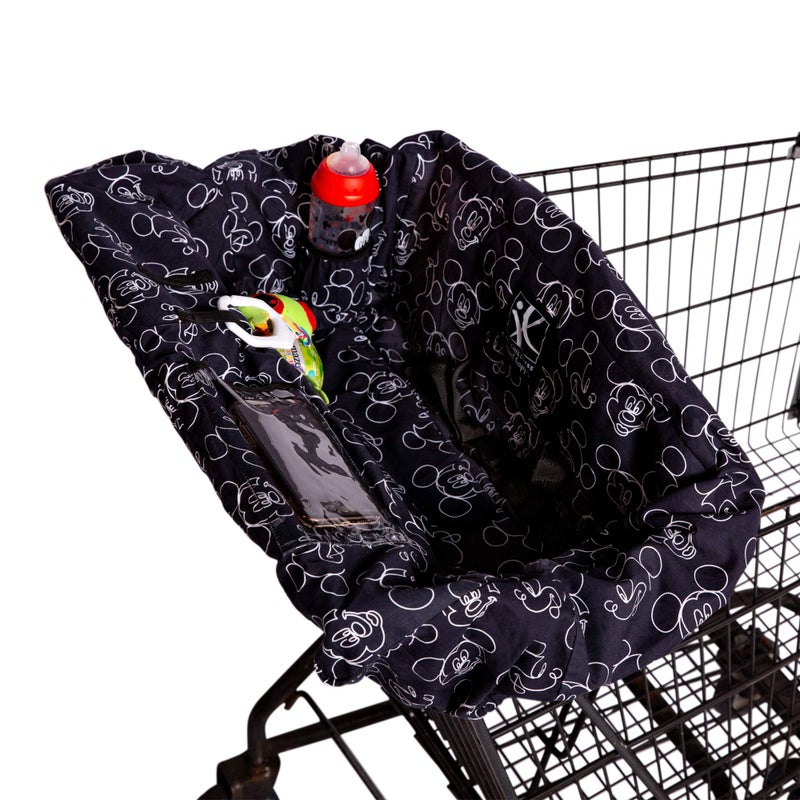 JL Childress Disney Baby by JL Childress Shopping Cart High Chair Cover for Baby Kids Toddler Phone Holder and Toy Loops Extra Large Universal Grocery Cart Cover Gender Neutral Mickey Mouse Black 