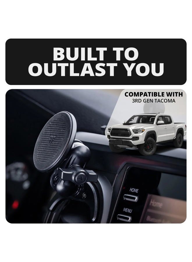 tackform Link Vent Phone Mount Compatible with 2016-2023 Toyota Tacoma and 2014-2021 Toyota Tundra | Aluminum | Zero Slip | Compatible with MagSafe | Universal Magnetic Holder | 2" Arm | Black Knob - Image 2