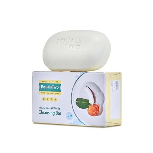 EQUALSTWO by Zydus Baby Cleansing Bar (75gx2) for Nourishing, Baby Bath Soaps with Coconut Oil & Shea Butter for All Skin Types, Soap-free, PH 5.5, Dermatologically Tested, No Parabens No Sulphates, (Pack 1) - Image 2