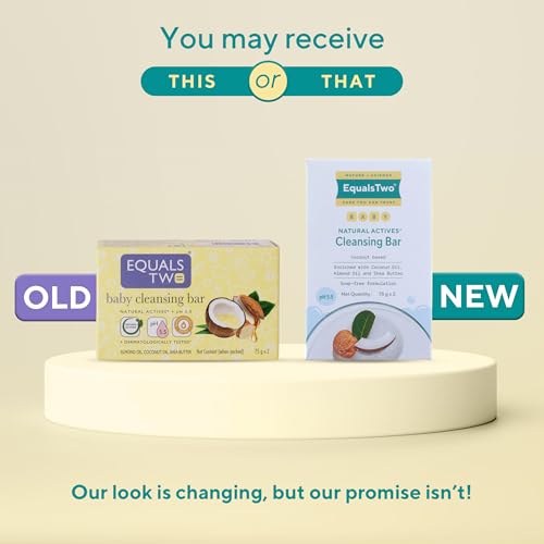 EQUALSTWO by Zydus Baby Cleansing Bar (75gx2) for Nourishing, Baby Bath Soaps with Coconut Oil & Shea Butter for All Skin Types, Soap-free, PH 5.5, Dermatologically Tested, No Parabens No Sulphates, (Pack 1) - Image 3