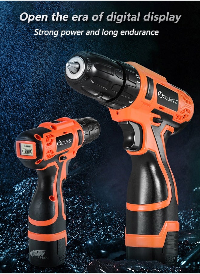 Occuwzz 12V 600W High Power Digital Display Electric Drill Tool Set Multi-function Lithium Battery Wireless Charging 22 Pieces Accessory Set Suitable for Home Repair Furniture Car Installation  - Image 2