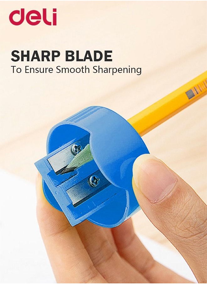 Deli - Dual Pencil Sharpener Portable Makeup Sharpener with 2 Holes, blue - Image 1