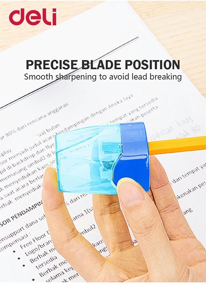 Deli - Dual Pencil Sharpener Portable Makeup Sharpener with 2 Holes, blue - Image 1