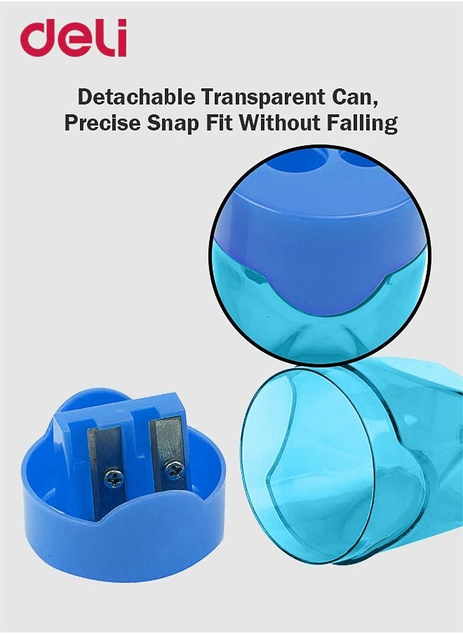 Deli - Dual Pencil Sharpener Portable Makeup Sharpener with 2 Holes, blue - Image 1